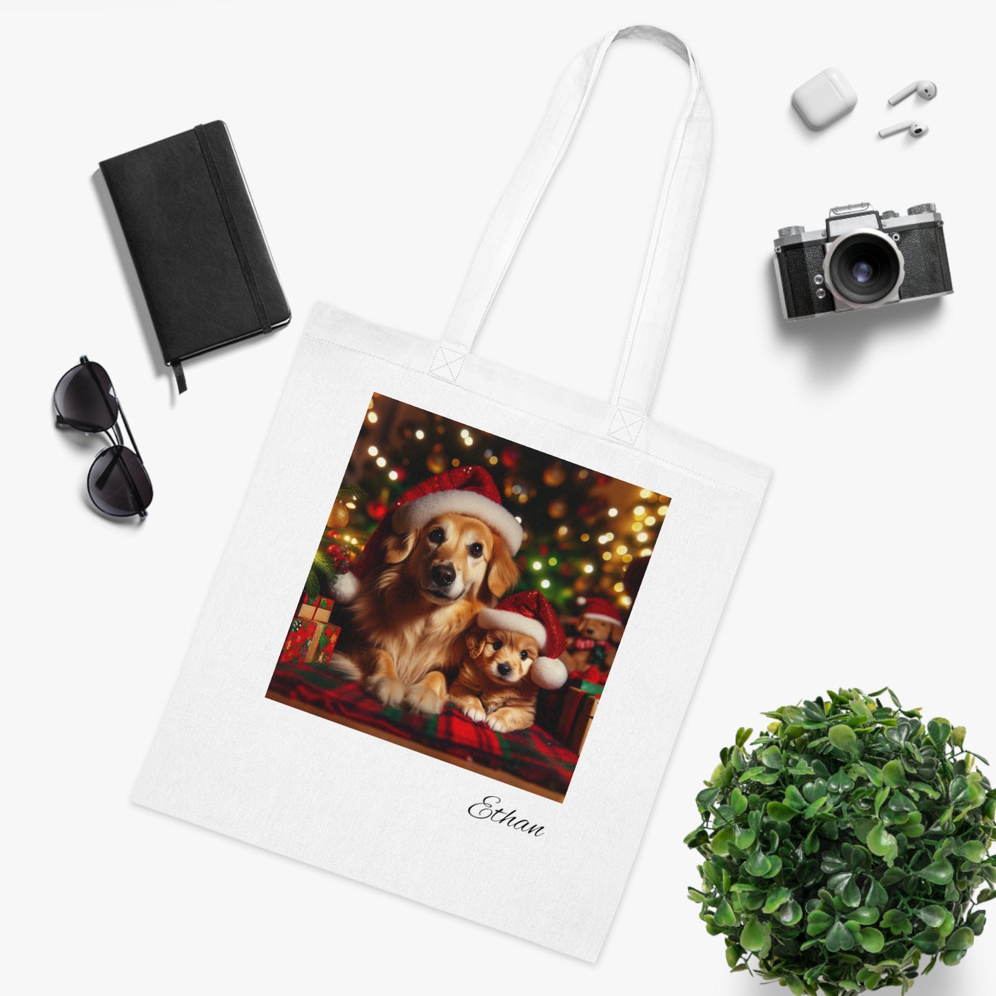 Personalised Christmas dogs Cotton Tote