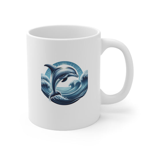 Dolphin Ceramic Coffee Cups, 11oz