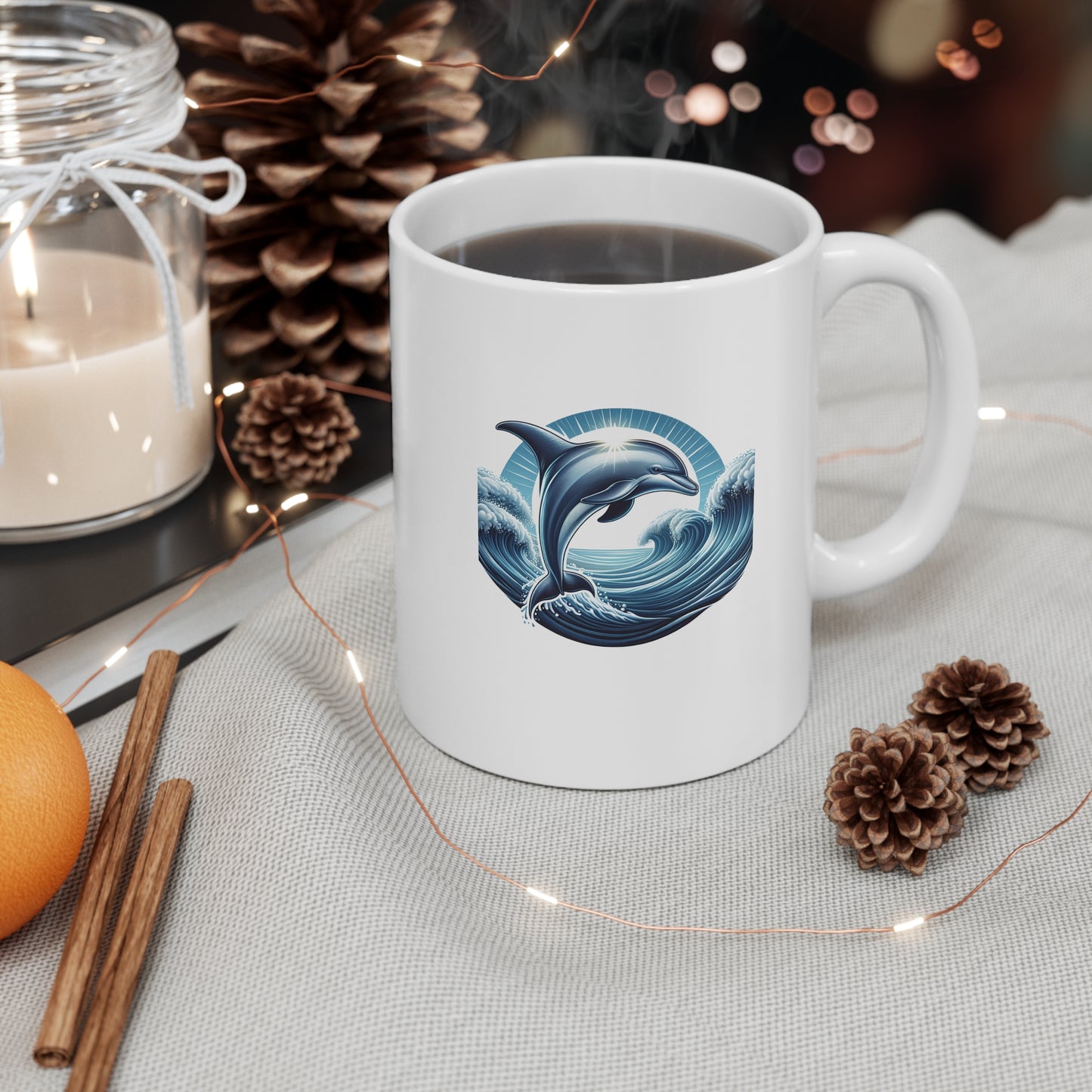 Dolphin Ceramic Coffee Cups, 11oz