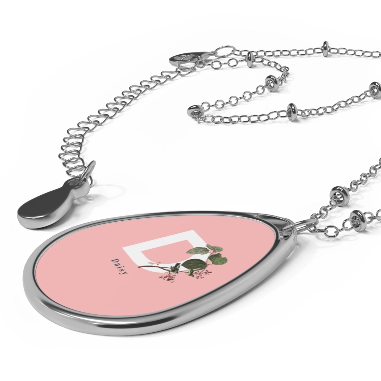 Personalised leaves Oval Necklace