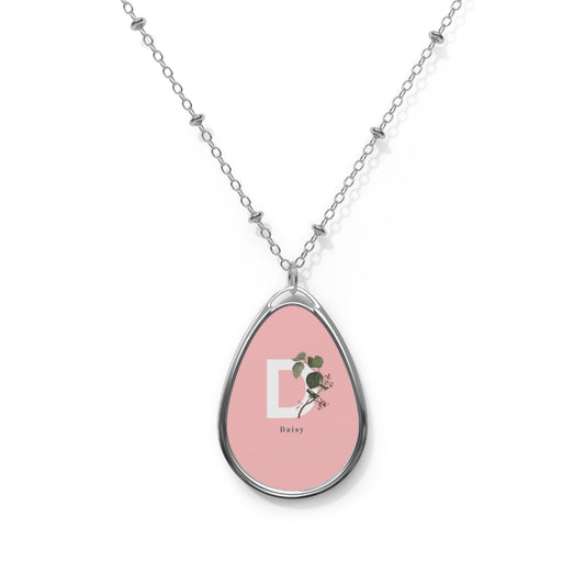 Personalised leaves Oval Necklace