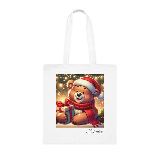 Personalised Cute Christmas Bear Cotton Tote